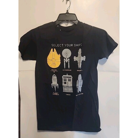 Snorgtees Black Adult Guys Select Your Ship Graphic T-Shirt Sz S - Picture 1 of 5